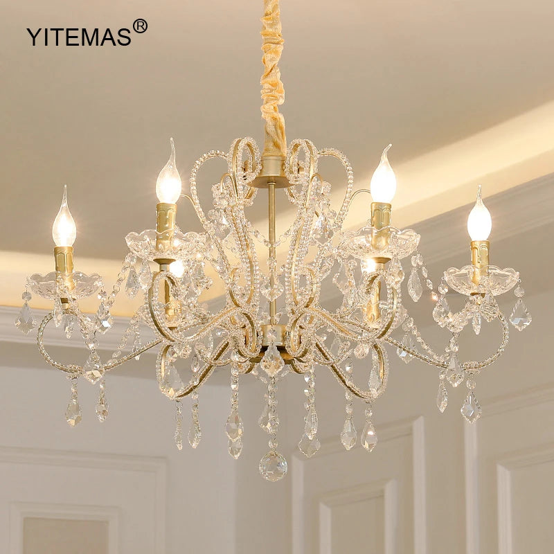 lustre doré cristal pendants élégant classique baroque suspension chambre salon