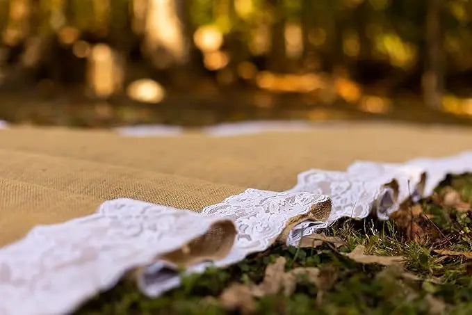 tapis cérémonie mariage rustique toile jute naturelle beige longueur 300cm 600cm