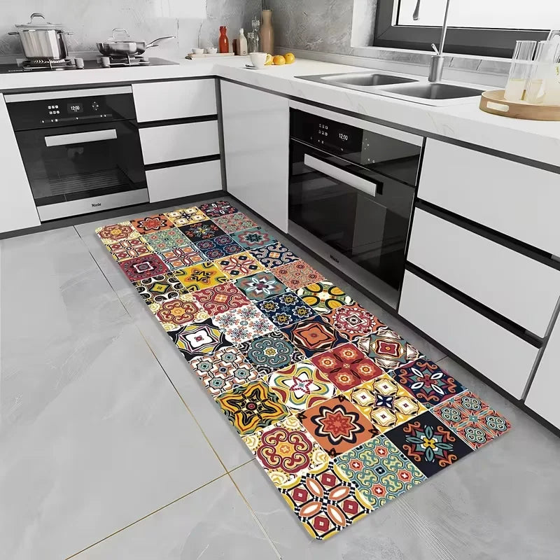 tapis sol multicolore moderne patchwork floral géométrique antidérapant extérieur intérieur salon entrée