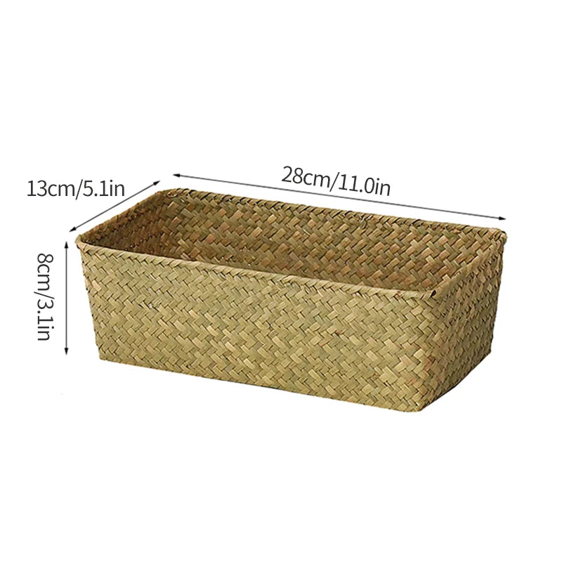 panier rangement paille marron clair rustique multifonctionnel réutilisable respectueux environnement tổ chức đồ dùng