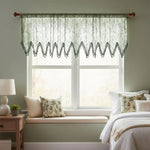 rideau transparent vert floral rustique tringle bois extérieur classique polyester