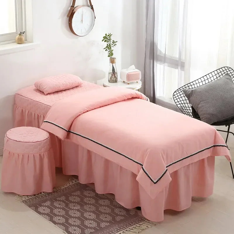 lit massage blanc beige rose gris marron uni moderne coussin tête pieds