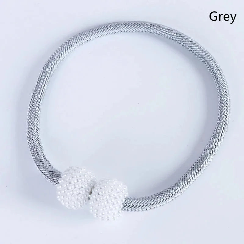 boucle rideau magnétique blanches tissage doré gris clair beige blanc moderne élégant fixe aimant