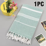 serviette plage rayée rose clair coton absorbant rapide sèche moderne minimaliste tassel