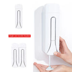 distributeur savon main blanc moderne adhésif minimaliste liquide salle bain poignée déclenchement