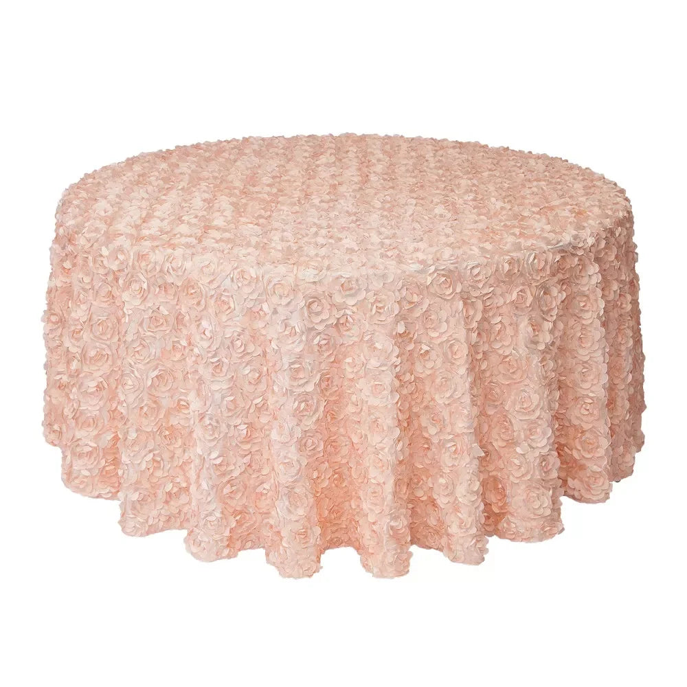 nappe table rose clair brodée roses relief imperméable romantique table mariage fêteOpaque tablecloth with