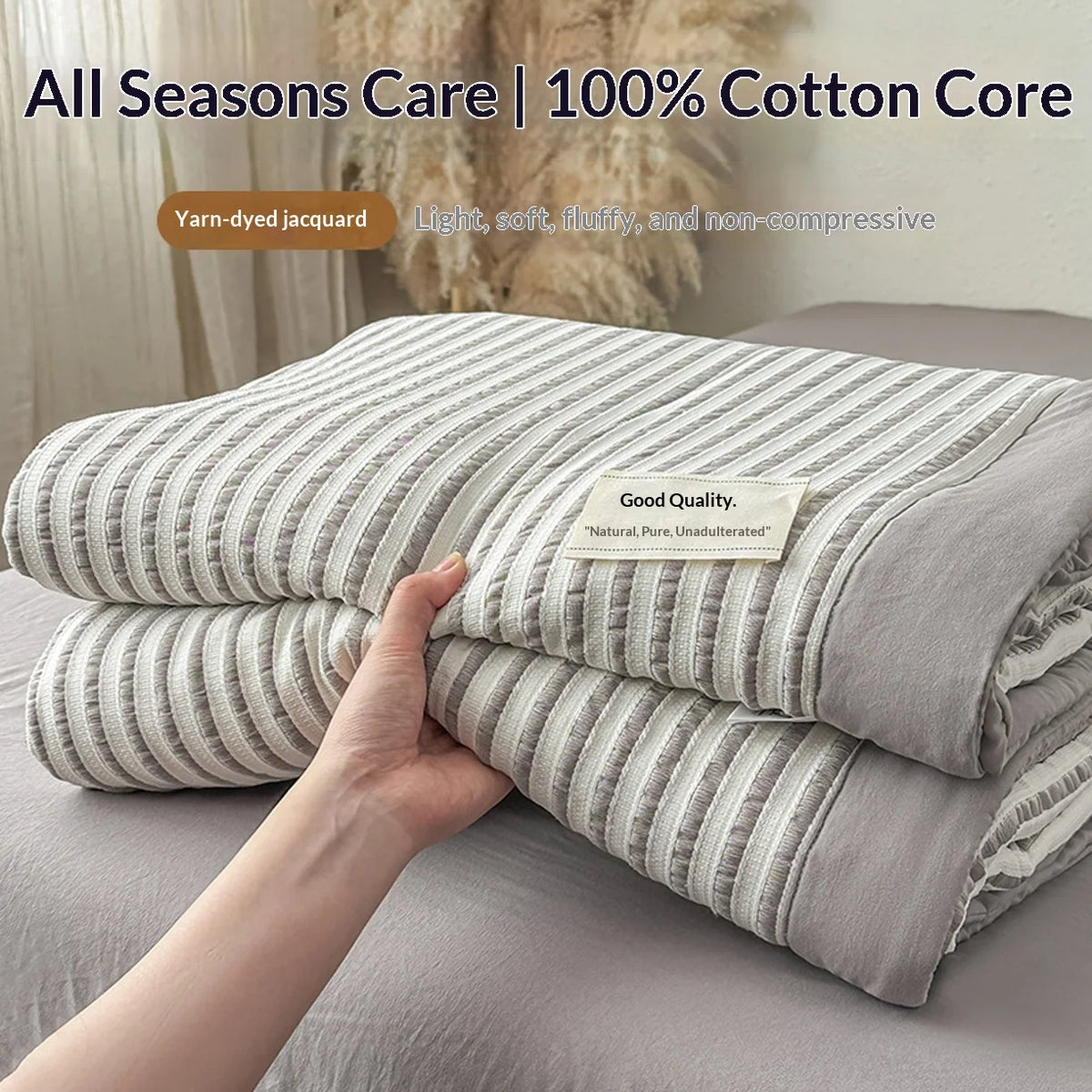 couette d'été coton 100 tissée rayures moderne blanche jacquard respirante été adultes maison