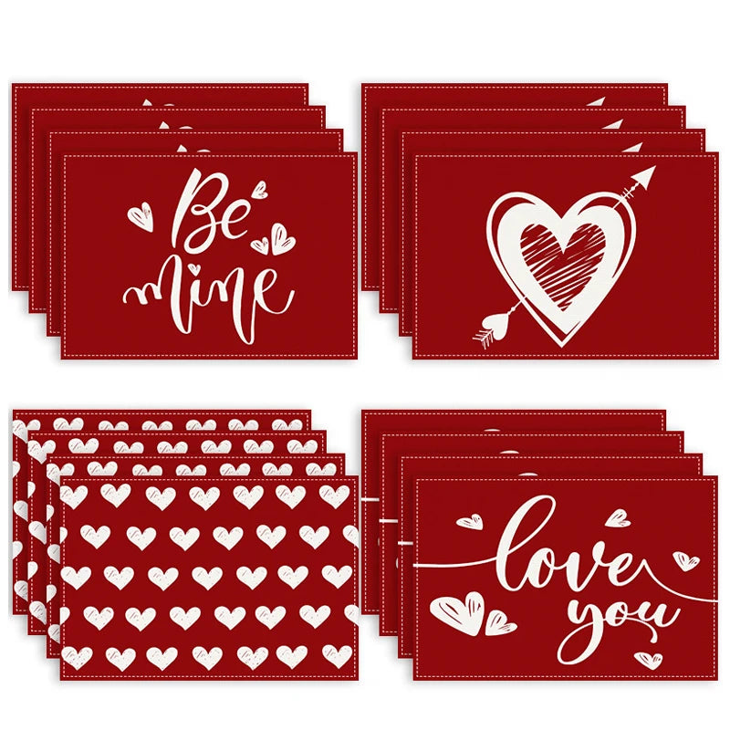 serviettes table rouge coeurs blancs moderne romantique st valentin décoration table mariage