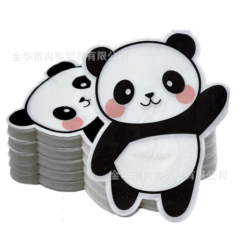 serviettes jetables animaux dessin animé dinosaure panda papillon empreintes pattes bleu vert blanc orange
