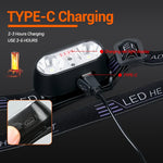 lampe frontale led rechargeable usb camping pêche urgence haute luminosité noir modulaire fonctionnelle