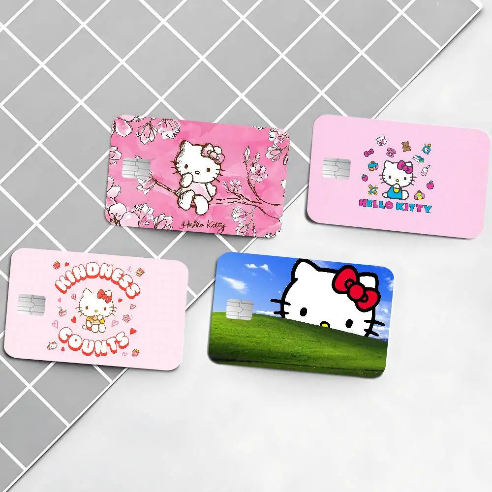 autocollants carte credit dessin anime fleurs cerisier pp paper waterproof réutilisable roseclair oneunit