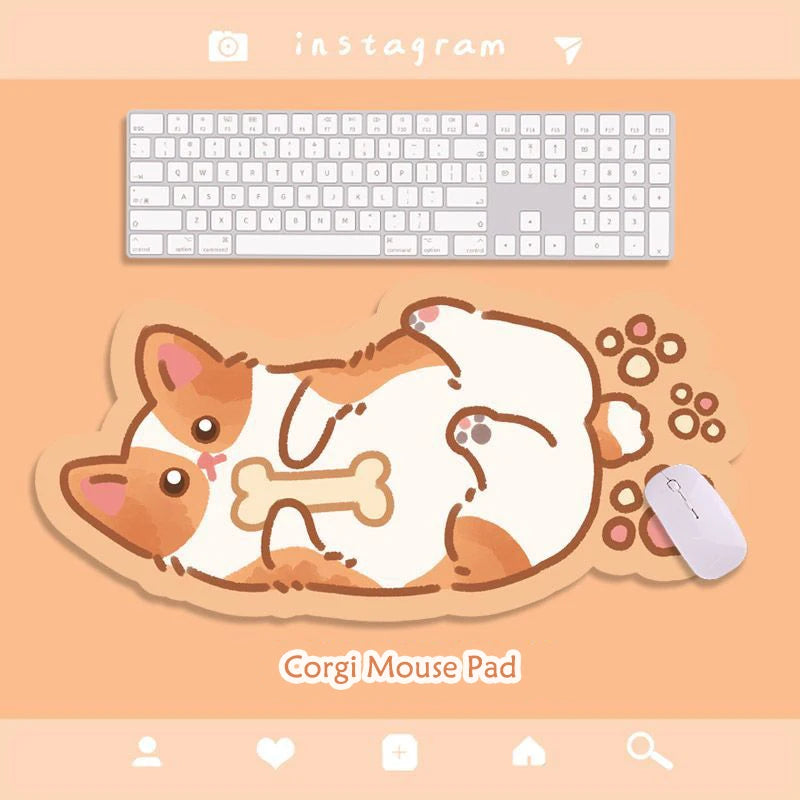 tapis souris chaton dessin animé orange blanc gris rose bleu motifs floraux poissons non