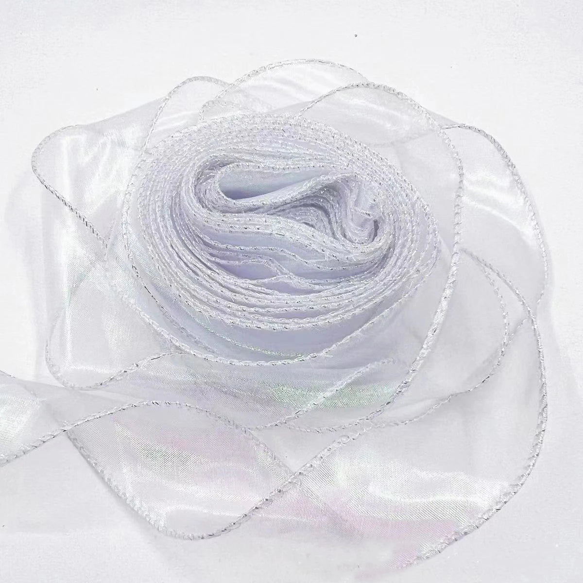 ruban organza holographique moderne blanc rose violet bleu orange 10 yards translucide