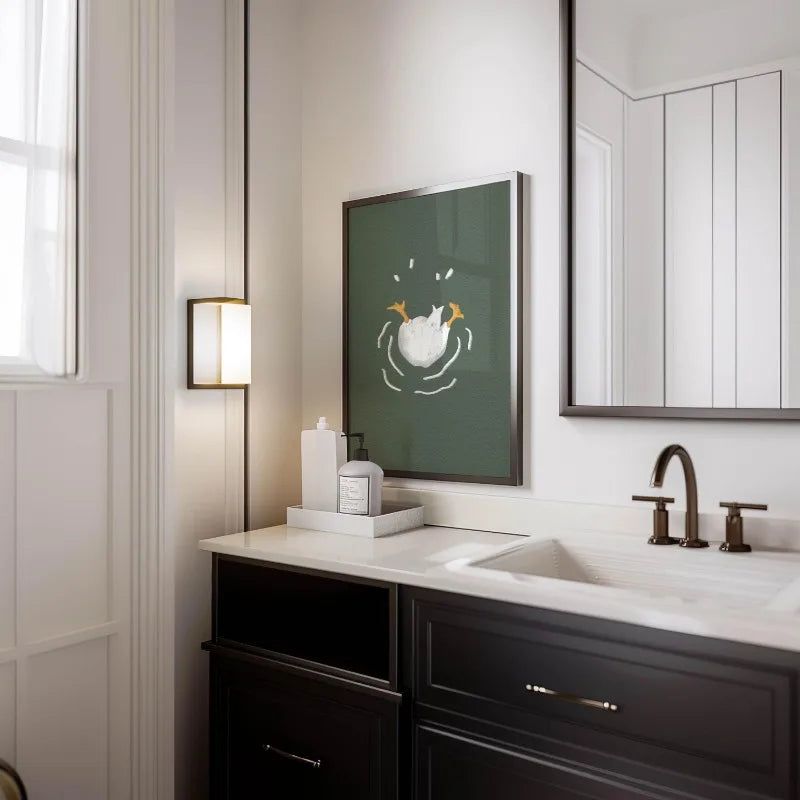 toile d'art oies illustration moderne minimaliste sans cadre vert foncé blanc 20x30cm 30x42cm 40x60cm