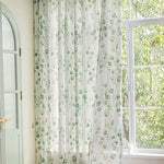 rideau moderne feuilles vertes fond blanc polyester translucide maison 80cm