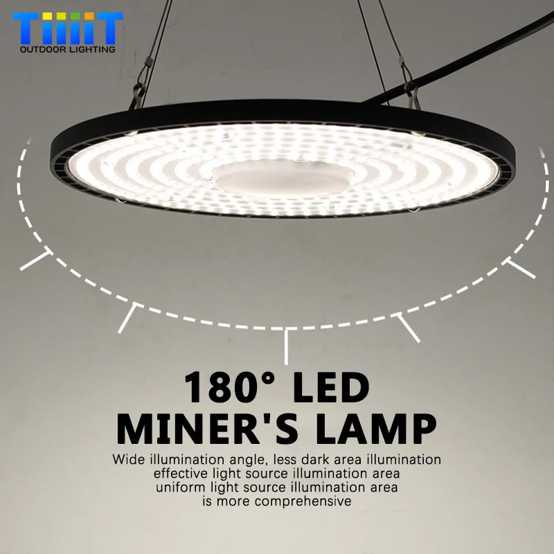 lampe led industrielle 100w 150w 200w noir moderne concentrique opacité éclairage entrepôt garage stadium