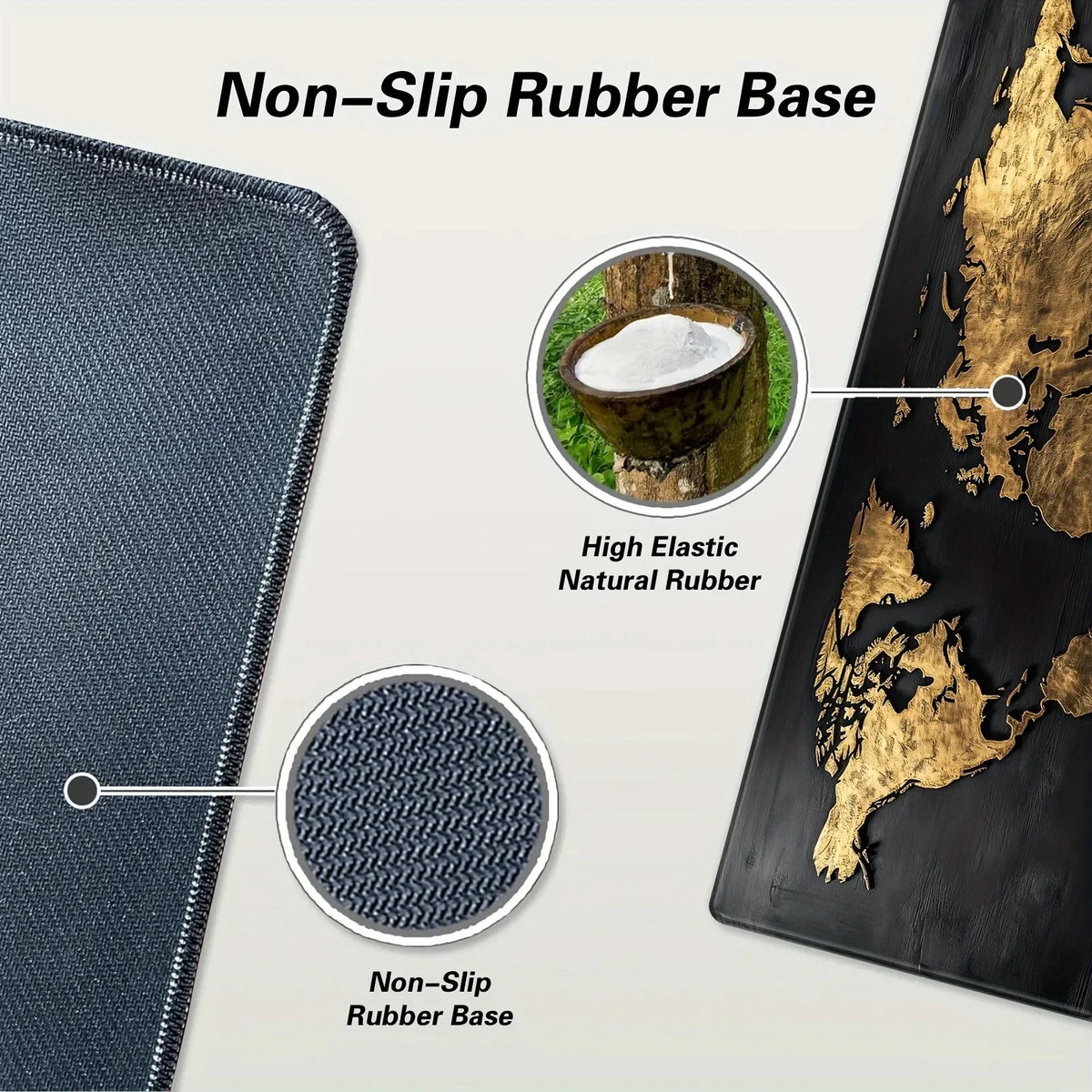 tapis souris carte monde relief doré fond noir moderne élégant gamer large xl