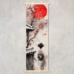toile d'art japonaise contemporaine peinture abstraite fleurs cerisier cadre bois suspendue chambre salon