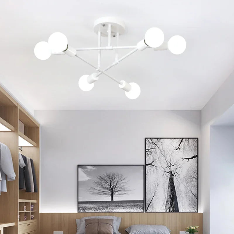 lampe suspension moderne noir doré blanc sphères translucides scandinave fixations vis éclairage intérieur chambre