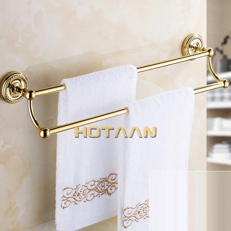Accessoires salle bain ensemble doré classique porte serviettes rangement brosse dents poignée dorée serviette