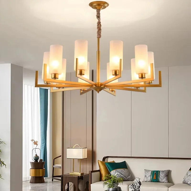 Suspension lumineuse or noir verres opalescents contemporains fer assemblage semi encastré led
