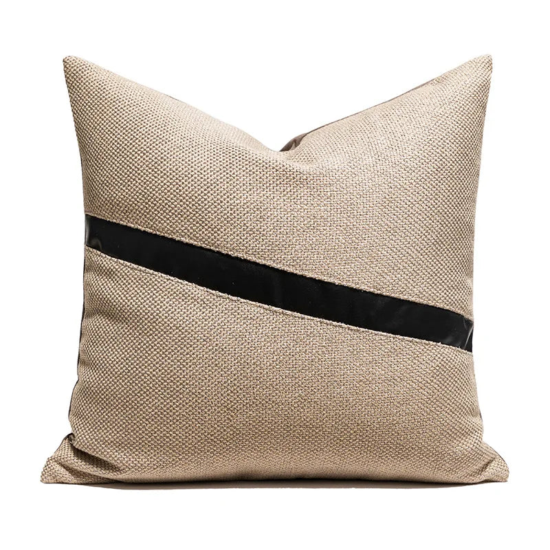 coussin géométrique laine coton contemporain beige gris noir décoratif sofa lit voiture
