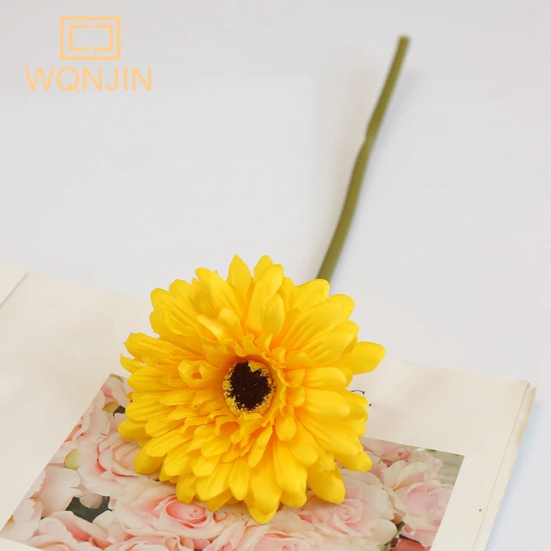 bouquet fleurs artificielles gerbera rouge rose jaune blanc modernes decoration mariage anniversaireintérieur