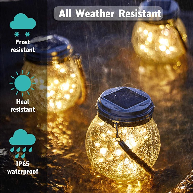 lampe solaire verre craquelé transparent argentée moderne extérieure patio jardin led ip65