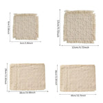 serviettes table tissu lin beige rustique franges polies clips muralsetSize40cm38cm30cm28cm12cm6cm