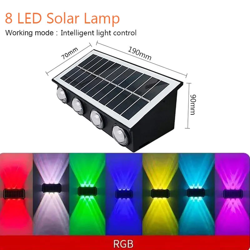 lampe murale solaire moderne led rgb jaune noir panneaux solaires texturés fixée mur