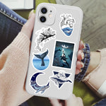 sticker baleine océan abstrait moderne waterproof bleu blanc noir rose vert jaune adultes adolescents