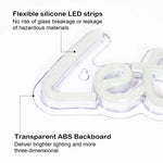 enseigne lumineuse led transparente moderne décoration intérieure party rose bleu jaune graphique câble usb