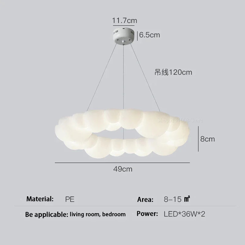 Suspension lumineuse moderne blanc billes arrondies opacité salon chambre étude led 249 2000lm