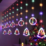 guirlande lumineuse noël multicolore flocons sapins père noël moderne télécommande led 100 ampoules 3m
