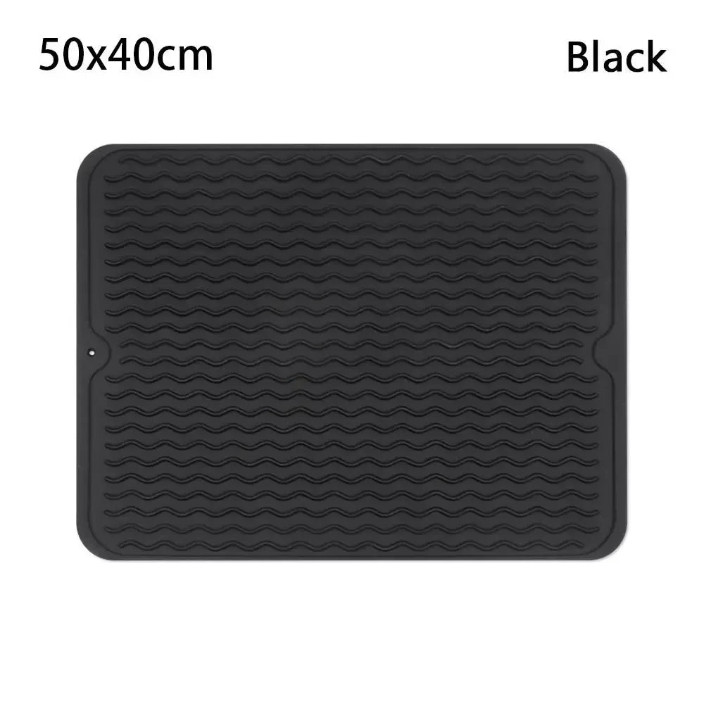 tapis table silicone rectangulaire moderne rayures ondulées gris noir protection cuisine support vaisselle