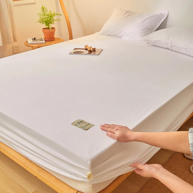 drap housse lit coton blanc uni élastique matelas moderne doux