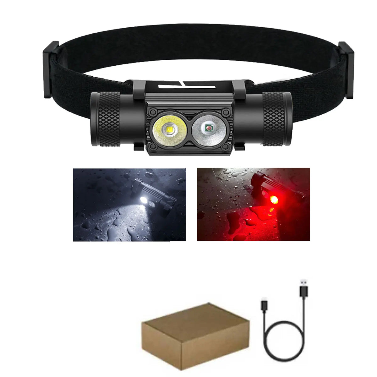 lampe torche led rechargeable camping chasse pêche noir vert rouge modulaire