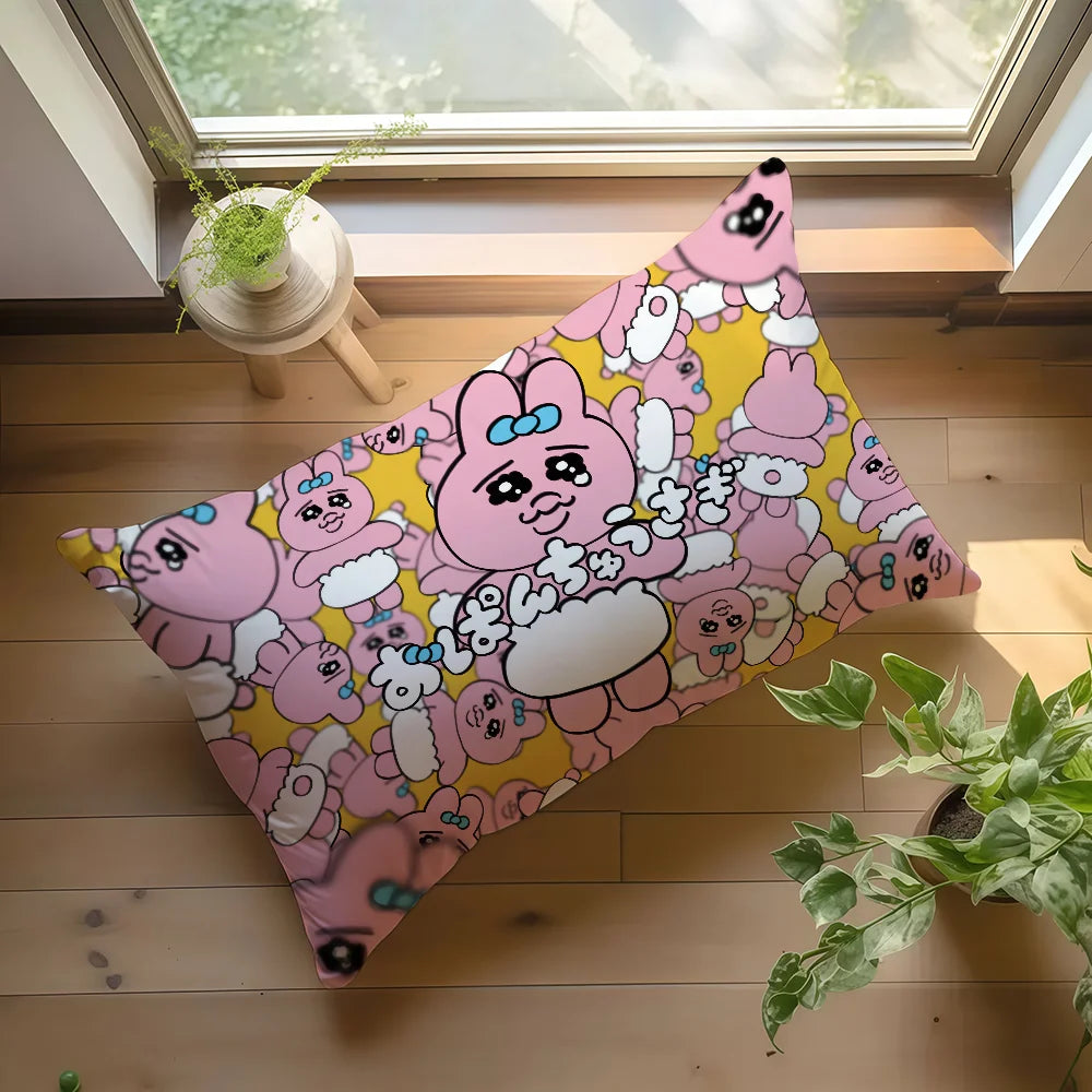 housse coussin rectangulaire motif dessin animé personnage mignon polyester double face moderne jaune rose