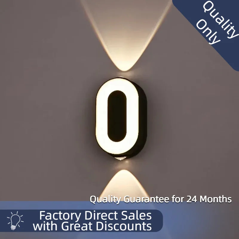 applique murale numérique chiffres porte extérieur intérieur led moderne noir blanc aluminium étanche