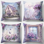taies d'oreiller imprimées fleurs roses papillons vintage romantique polyester peacheskin 40x40cm 45x45cm 50x50cm 60x60cm