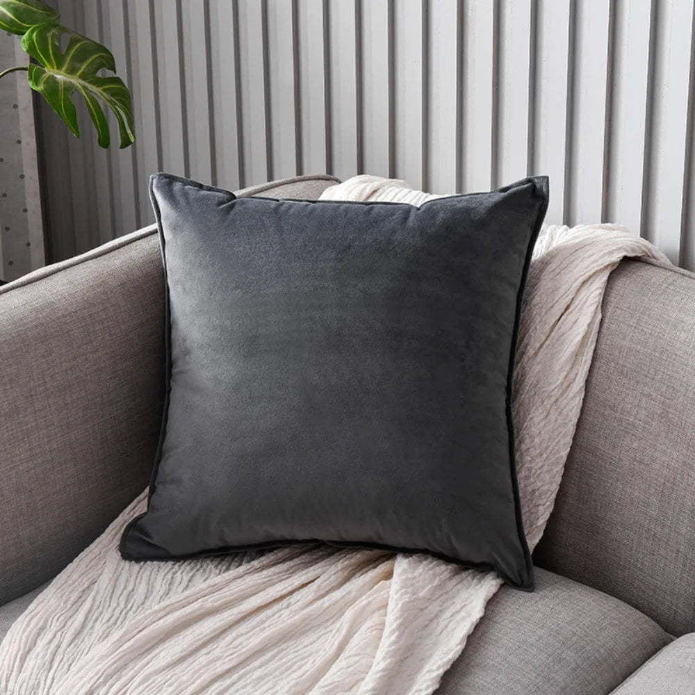 housse coussin velours moderne couleur jaune rose gris orange vert polyester coton lit 60cm