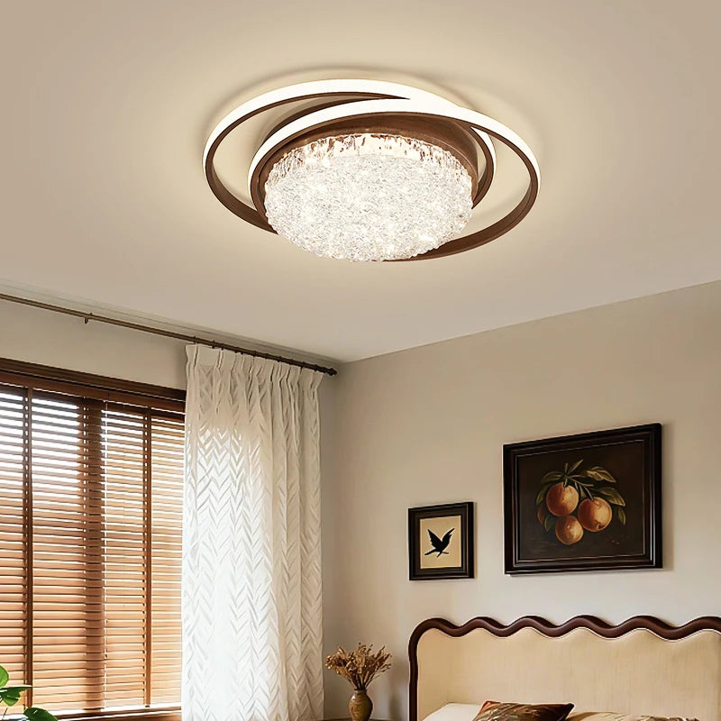 plafonnier led rond moderne cristaux blanc noir marron lampe intérieur élégante