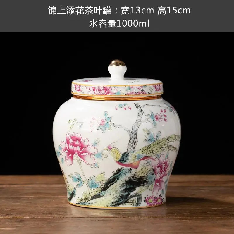 pot thé céramique bleu marine blanc fleurs dorées couvercle classique