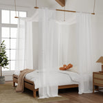 rideau lit transparent moderne rose clair adultes queen king size plié machine lavableextérieur chambre