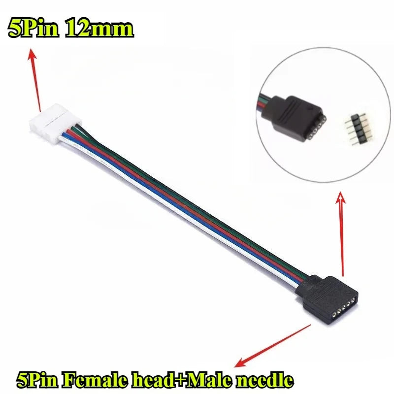 connecteurs led rgb broches noir blanc plat modernes 24v lvd pvc