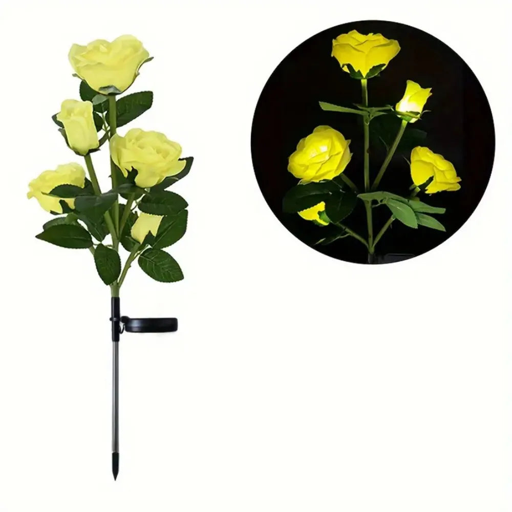 décoration extérieure solaire led rose moderne bouquet lumineux fête saint valentin festive