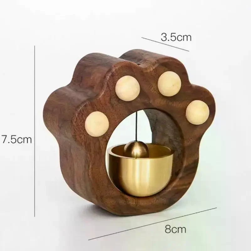 cloche porte forme patte animal bois marron dorée moderne décoration murale fixée