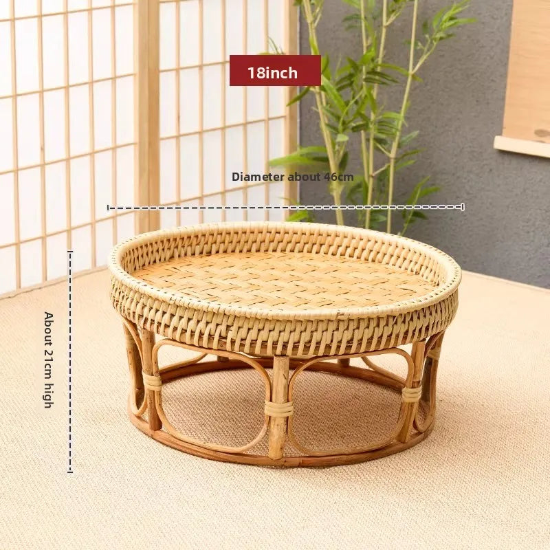 plateau rotin tressé beige rustique assiettes incluses pique nique patio durableextérieur naturel
