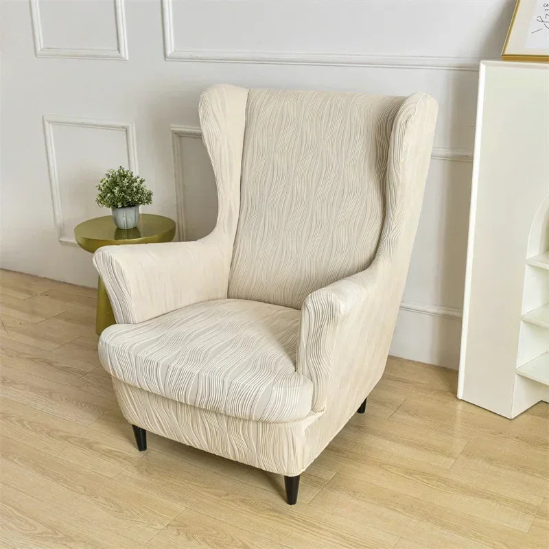 housses fauteuil gris rayures moderne protection reutilisable chair ottoman COVER