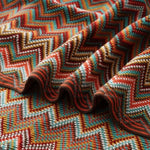 couverture plaid bohème ethnique rouge orange marron turquoise beige zigzag franges adaptable maison